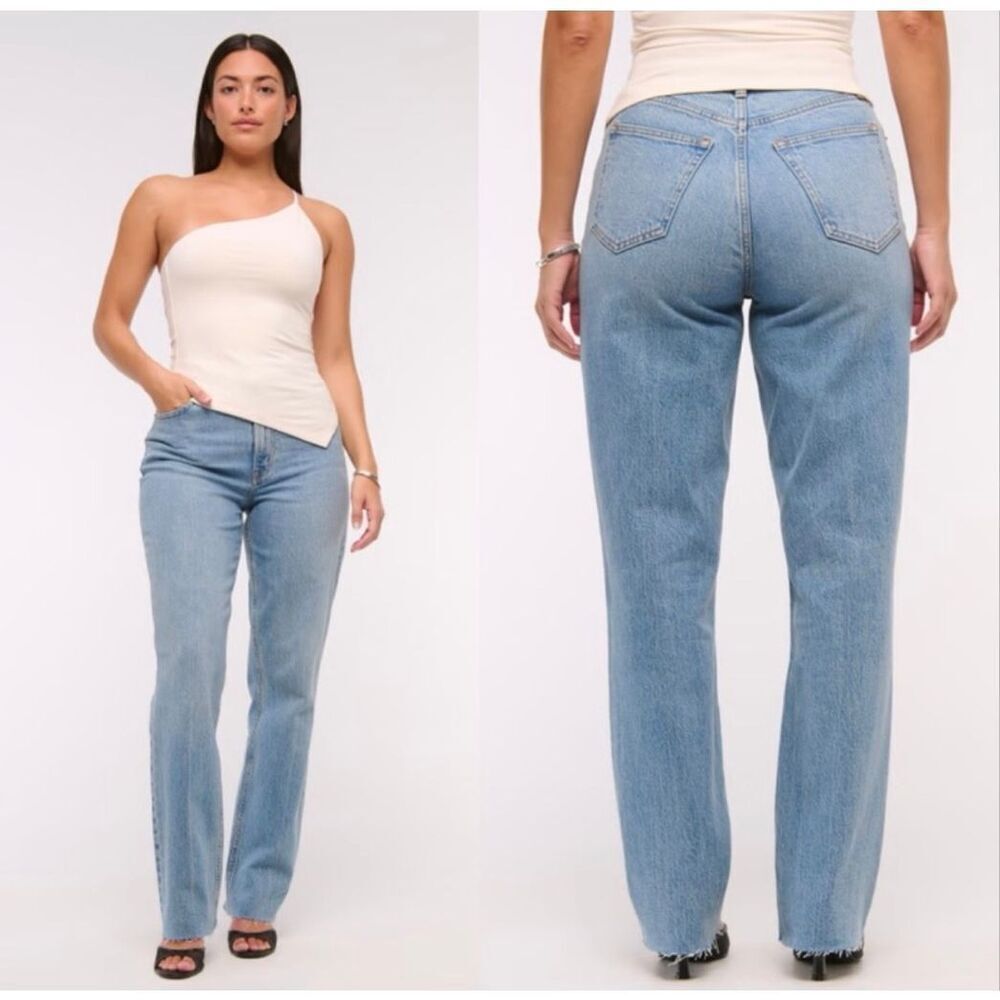 Abercrombie The ‘90s Straight Ultra High Rise Jeans, Curve Love, 26 / 2